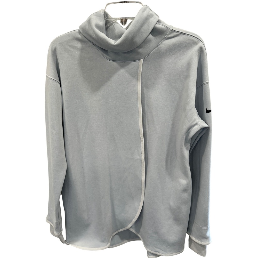 Nike Dri-FIT Womens‎ Wrap Front Funnel Neck Pullover Top Light Blue XS